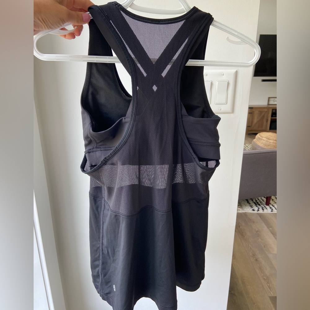 lululemon mesh tank with built in bra black